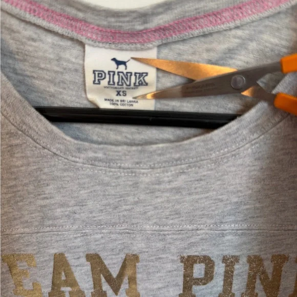 PINK Victoria's Secret Gray and Gold Team Tee - Picture 3 of 4